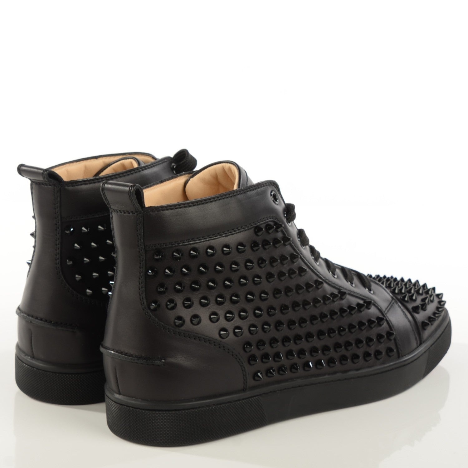 Christian Louboutin Mens Leather Louis Spikes Flat Sneakers 44 Black 4 of 9