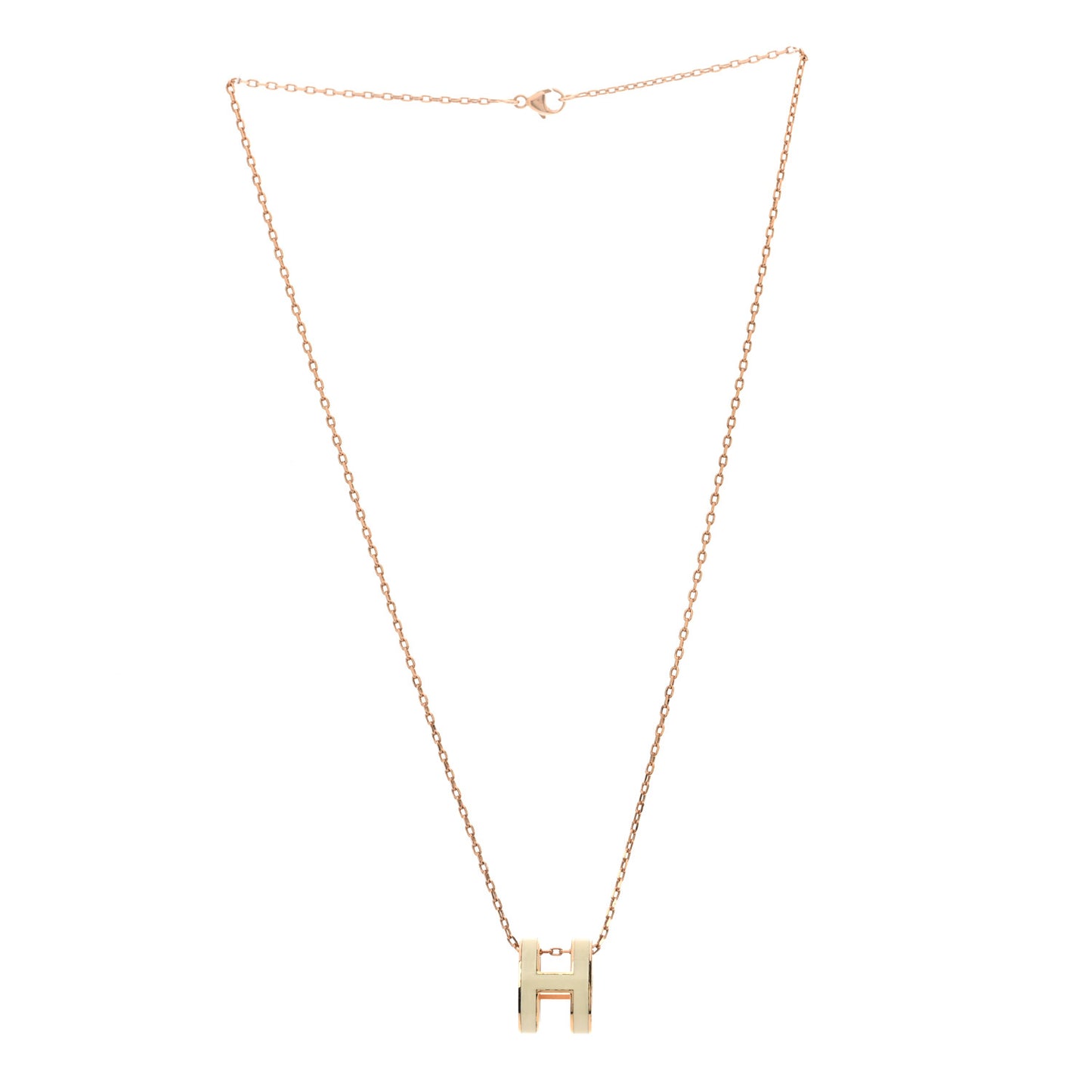 Lacquered Rose Gold Pop H Pendant Necklace White