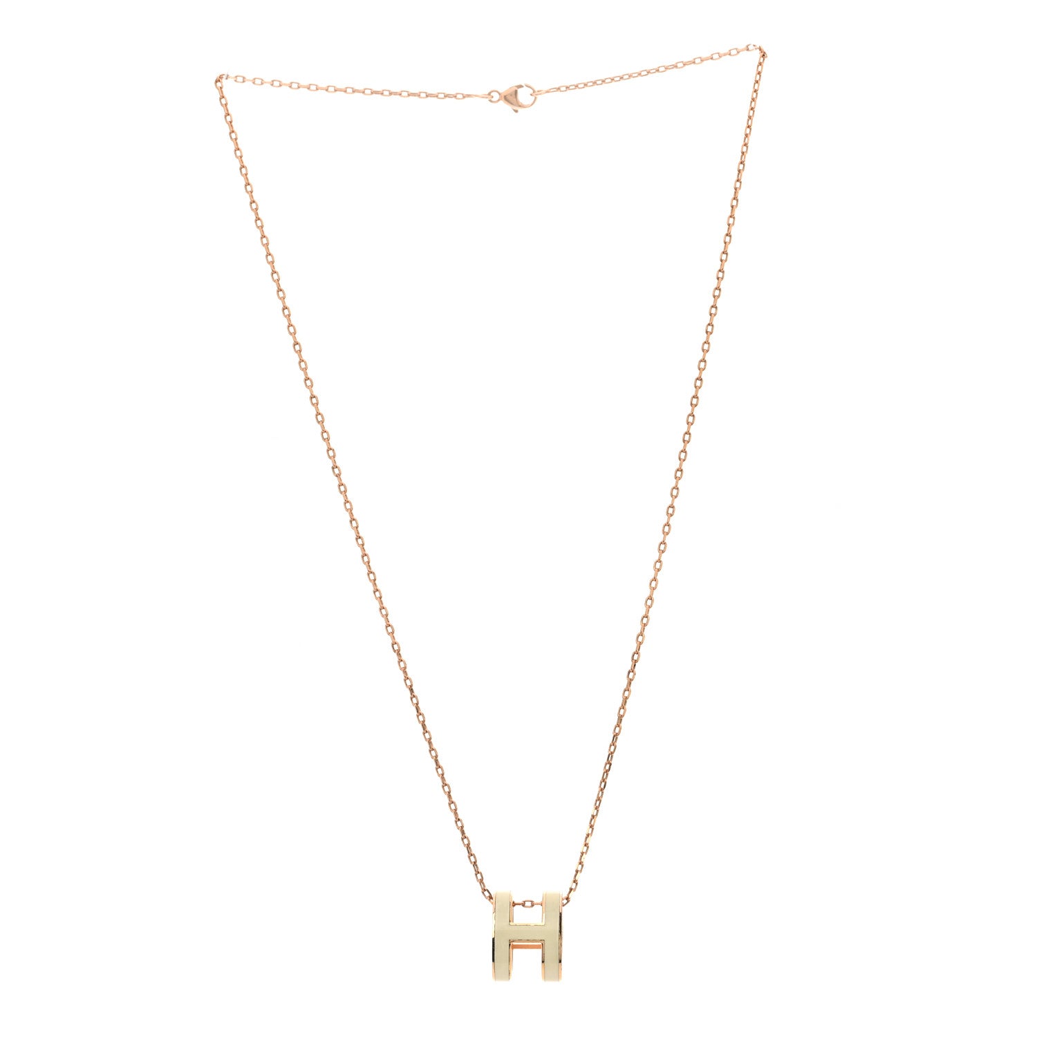 Hermes Lacquered Rose Gold Pop H Pendant Necklace White 3 of 8