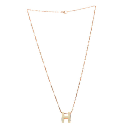 Hermes Lacquered Rose Gold Pop H Pendant Necklace White 3 of 8