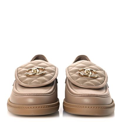 Chanel Lambskin Quilted CC Turnlock Loafers 40 Beige 3 of 10