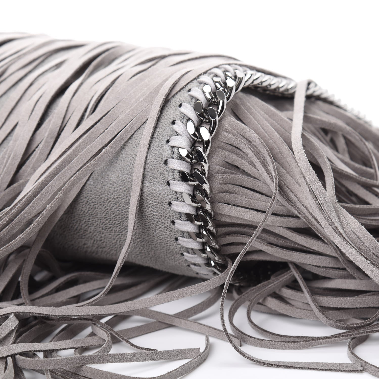 Stella McCartney Shaggy Deer Fringe Mini Falabella Tote Grey 10 of 11