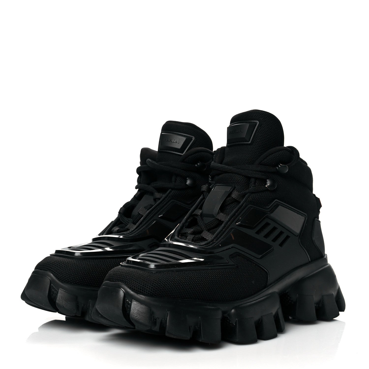Prada Knit Fabric Cloudbust Thunder High Top Sneakers 38 Black 3 of 9