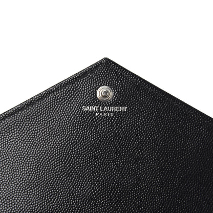 Saint Laurent Grain De Poudre Matelasse Chevron Monogram Chain Wallet Black 7 of 9