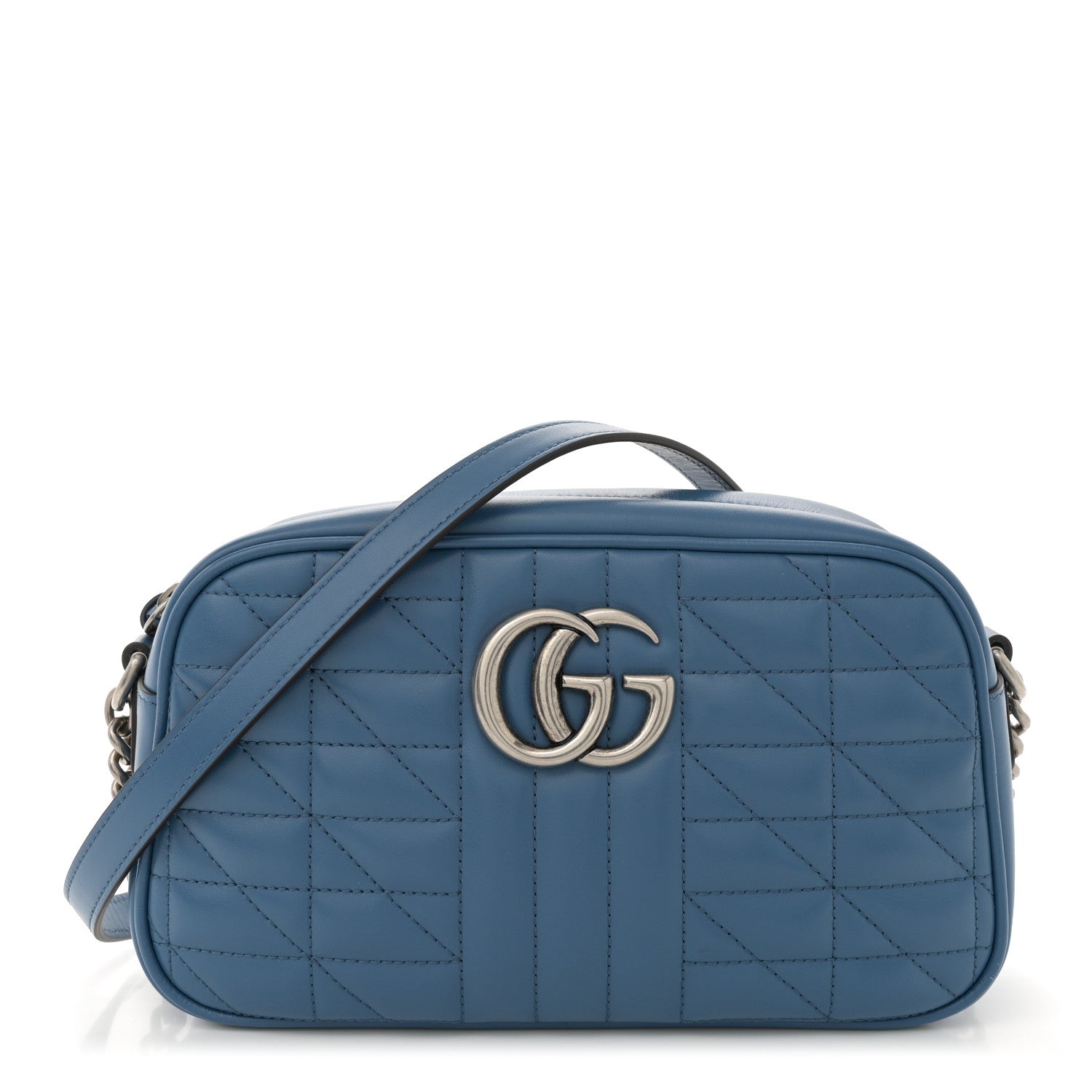 Gucci Calfskin Matelasse Aria Small GG Marmont Chain Shoulder Bag Clear Blue 1 of 10
