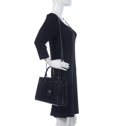 Saint Laurent Calfskin Crocodile Embossed Baby Sac De Jour Black 2 of 10