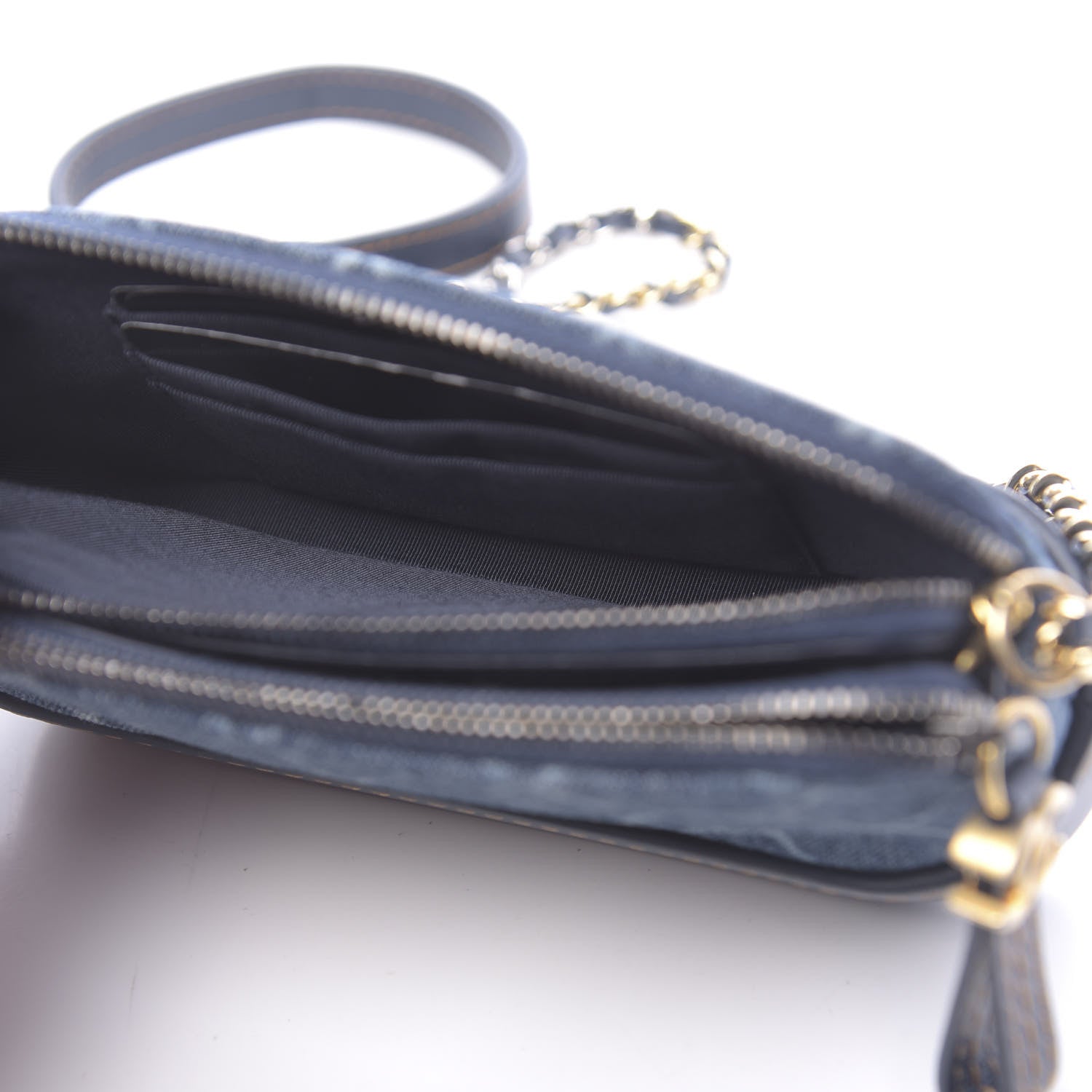 Chanel Denim Calfskin Quilted Small Gabrielle Clutch With Chain Blue 6 of 13