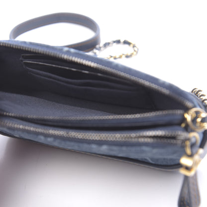 Chanel Denim Calfskin Quilted Small Gabrielle Clutch With Chain Blue 6 of 13