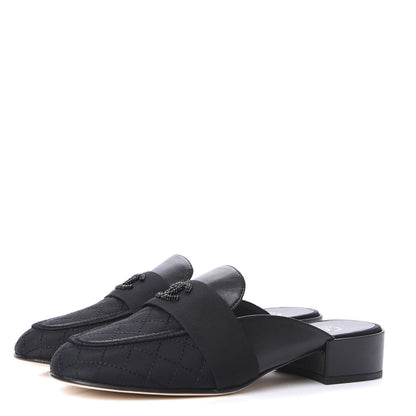 Chanel Lambskin Grosgrain Cap Toe CC Mules 36.5 Black 3 of 11