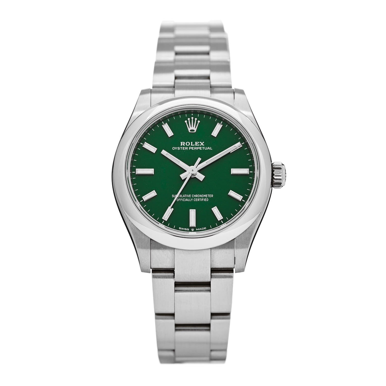 Rolex Stainless Steel 31mm Oyster Perpetual Watch Green 277200 1 of 5