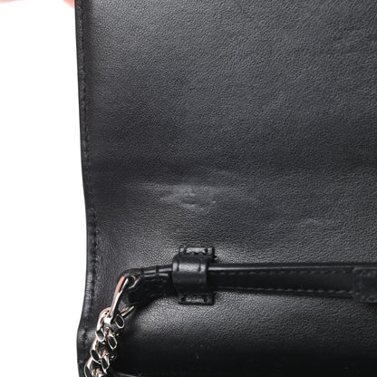 Saint Laurent Calfskin Crocodile Embossed Monogram Chain Wallet Black 12 of 15