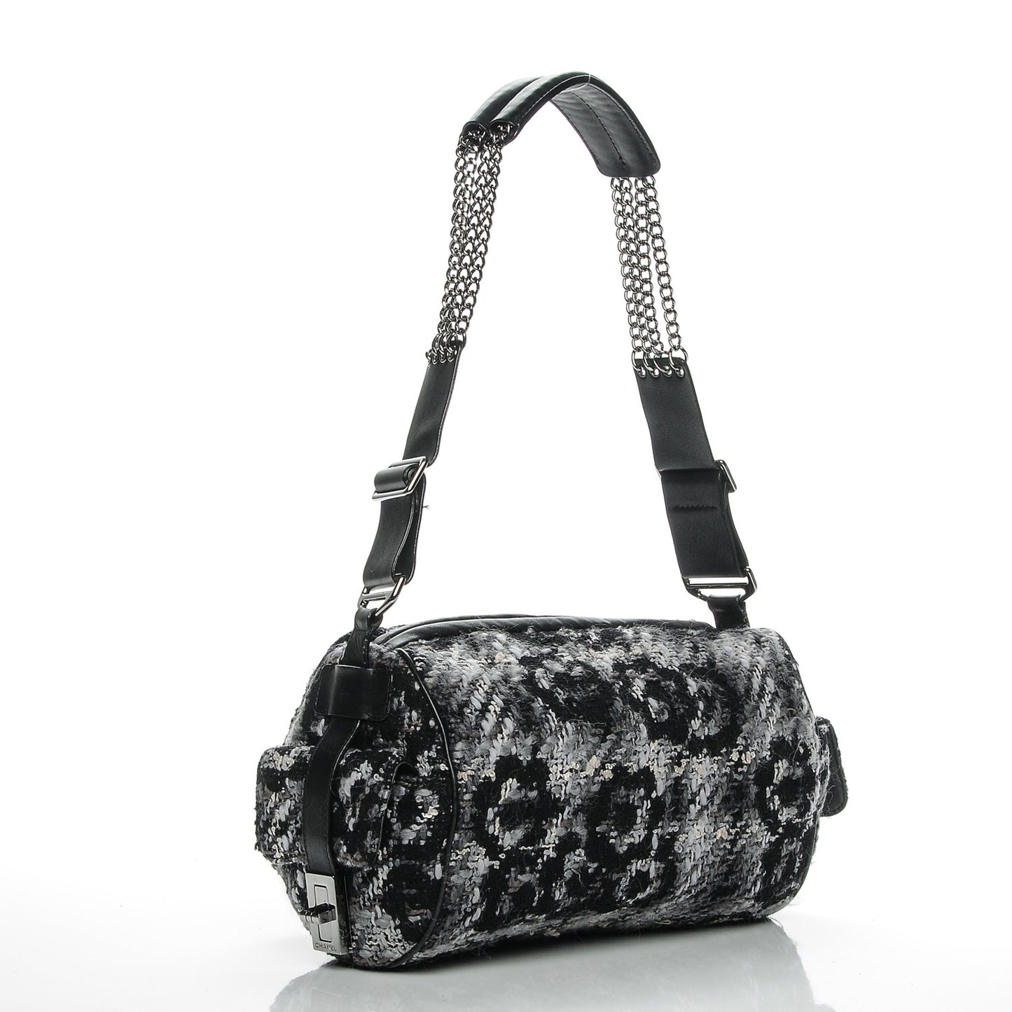 Tweed Lambskin Paris NY Camera Bag Black