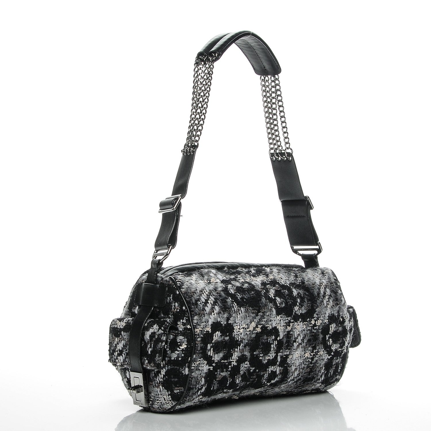 Chanel Tweed Lambskin Paris NY Camera Bag Black 3 of 7