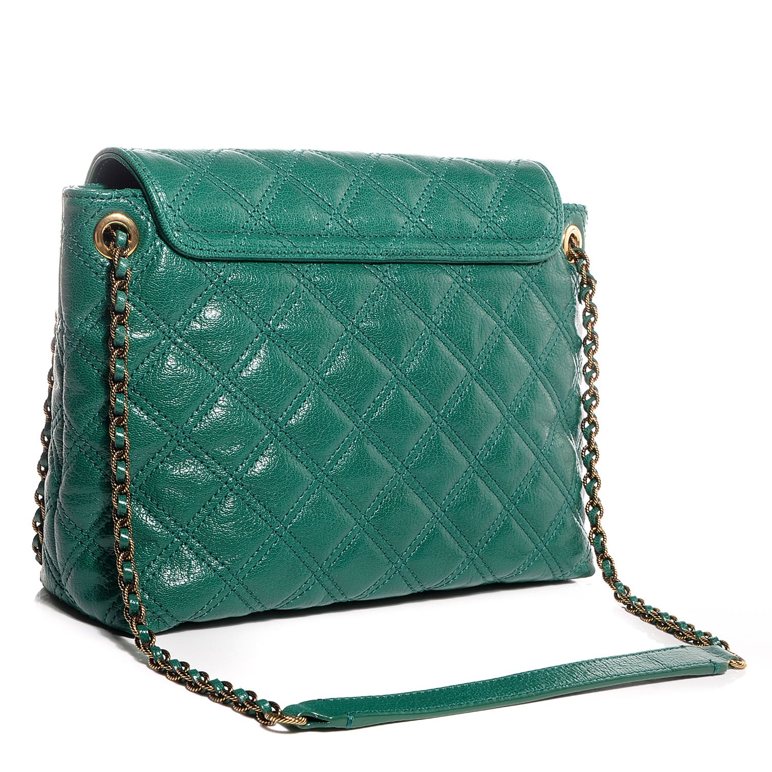 Marc Jacobs Lambskin Baroque Large Single Flap Emerald 3 of 8
