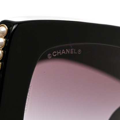 Chanel Acetate Pearl Rectangle Sunglasses 5480-H Black 7 of 8