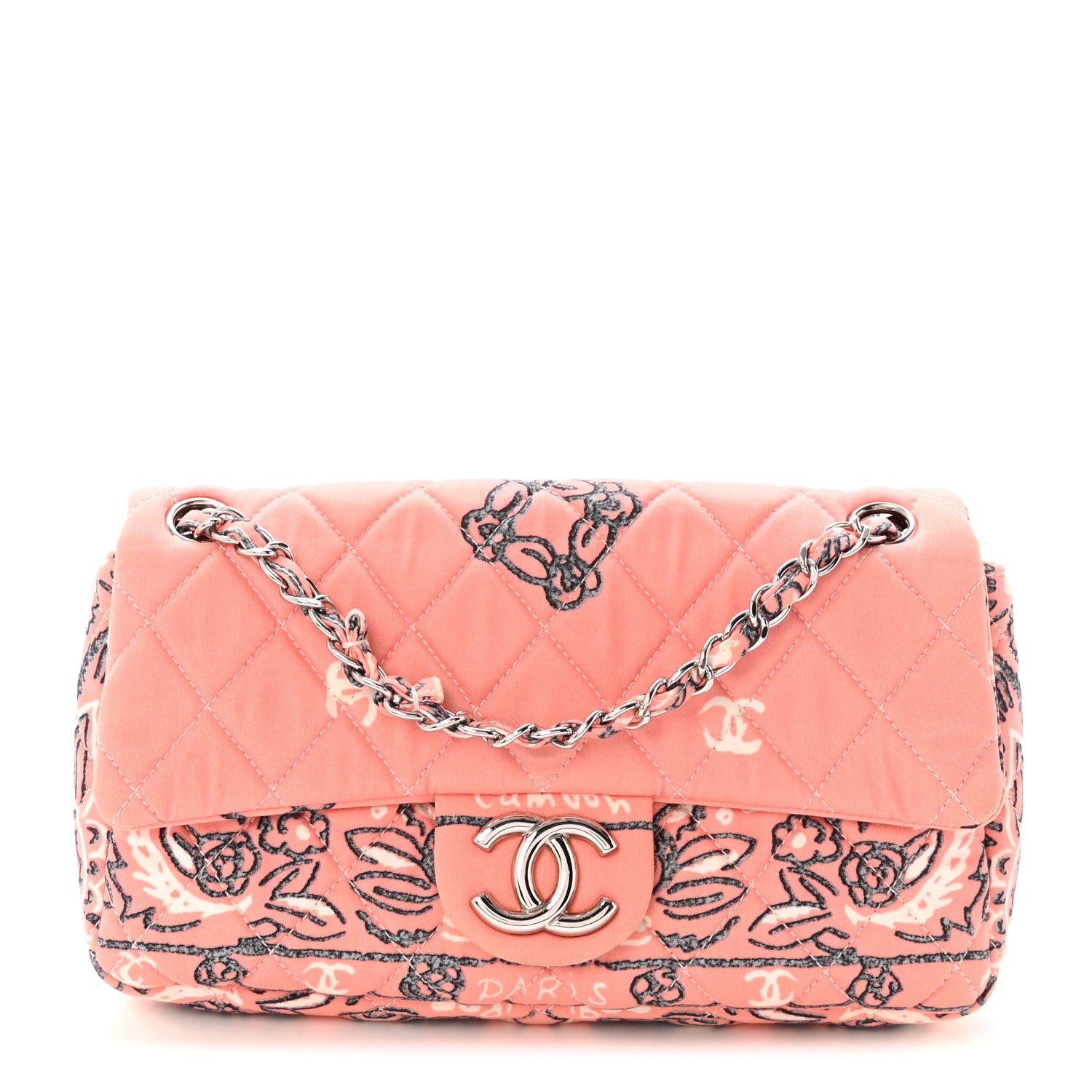 Chanel Cotton Quilted Small Bandana Single Flap Pink 1 of 10