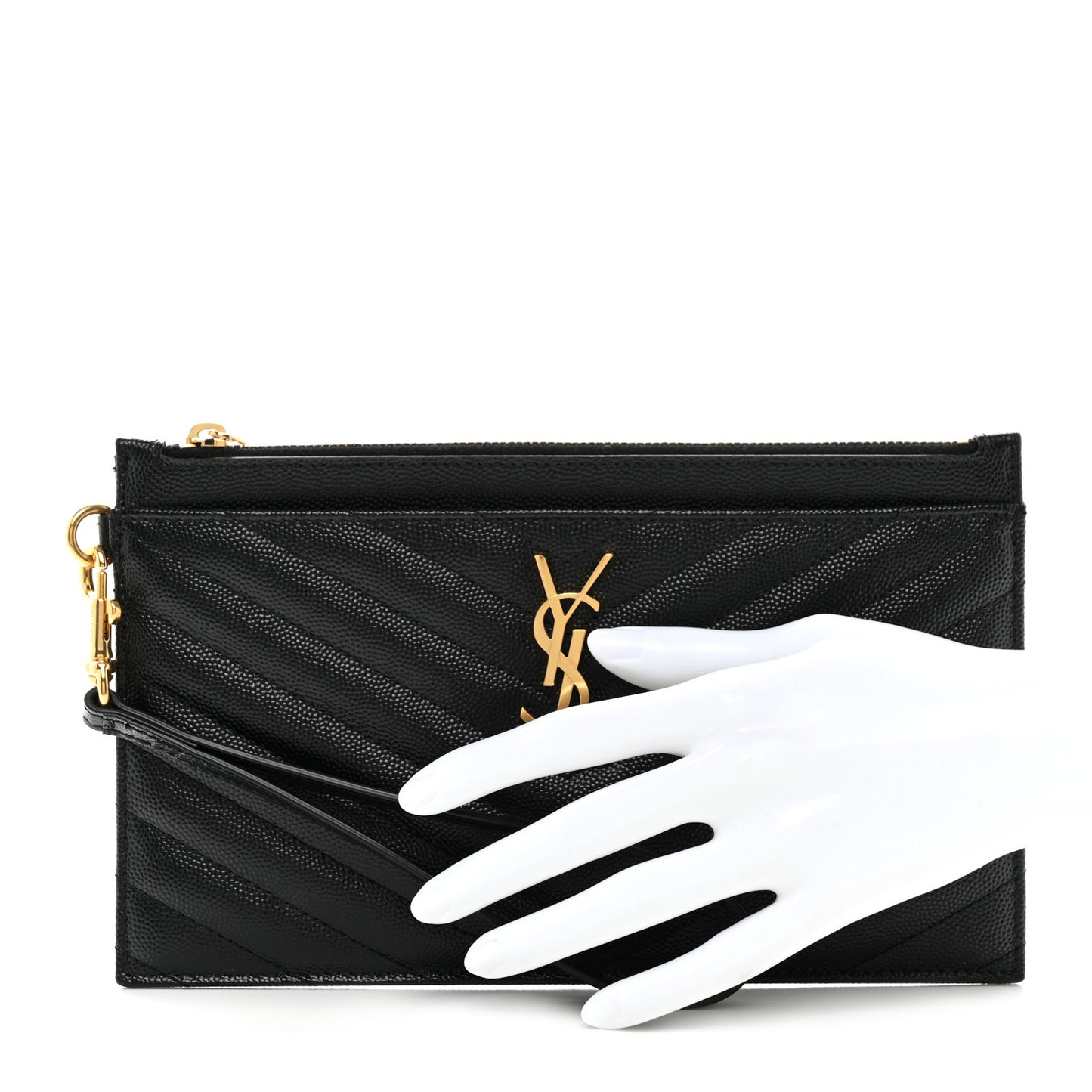 Grain De Poudre Chevron Monogram Large Bill Pouch Black