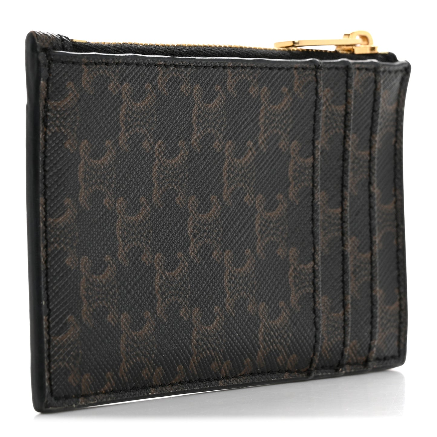Triomphe Canvas Zipped Card Holder Tan