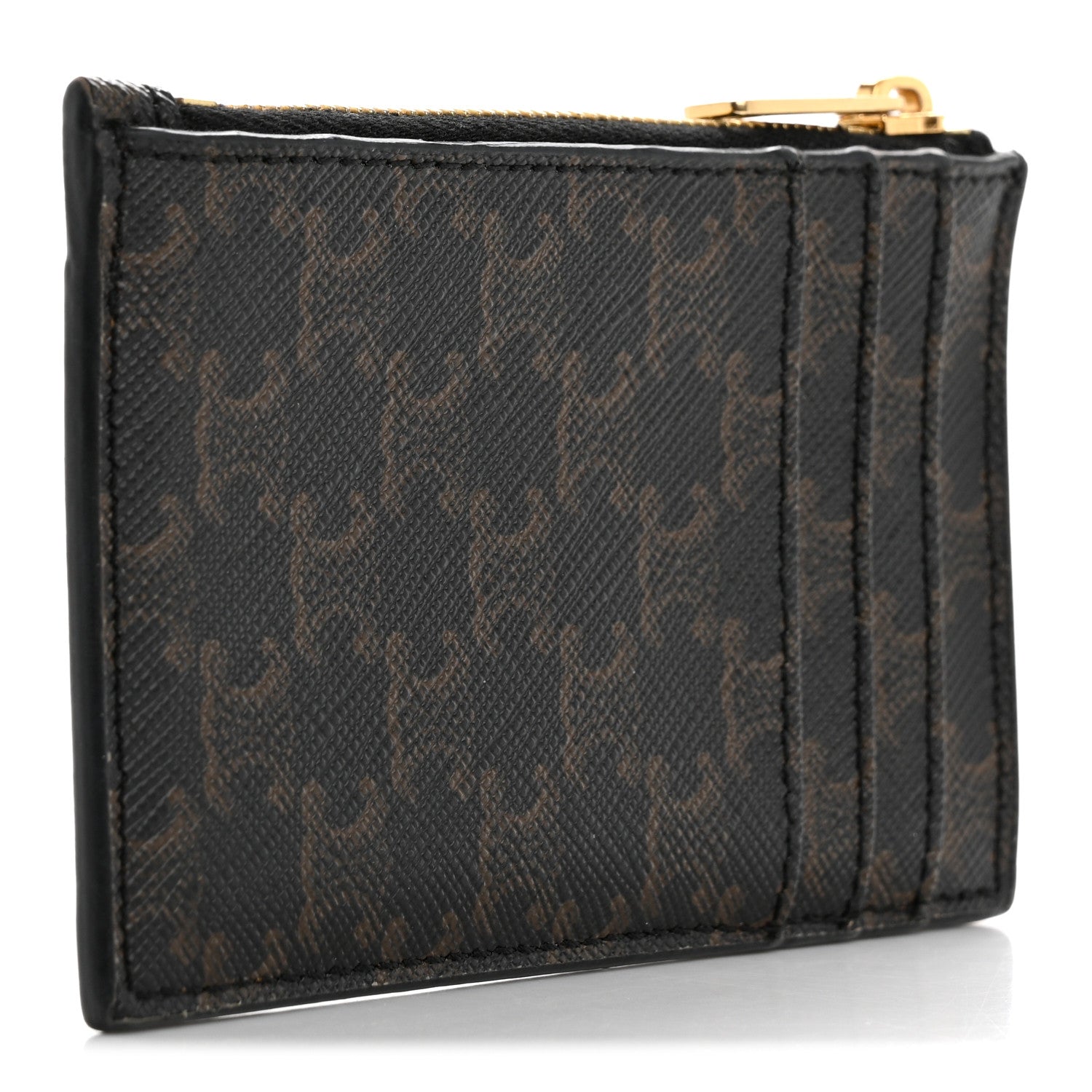 Celine Triomphe Canvas Zipped Card Holder Tan 3 of 12