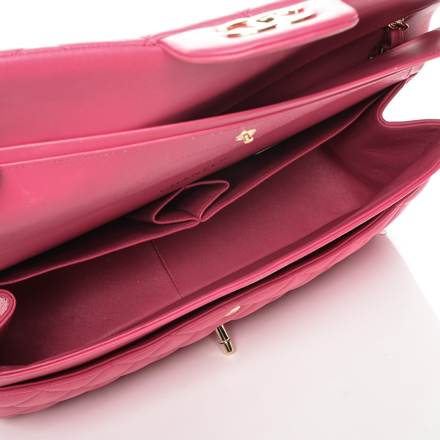 Chanel Lambskin Quilted Jumbo Double Flap Fuchsia 5 of 7