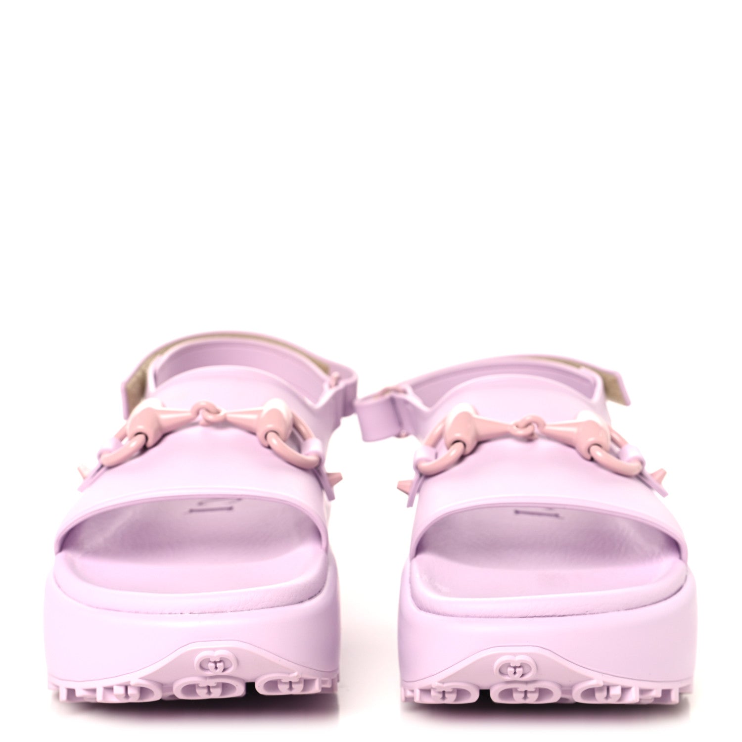 Gucci Soft Rubber Horsebit Touch Womens Strapped Sandals 40 Talc Pink 3 of 9