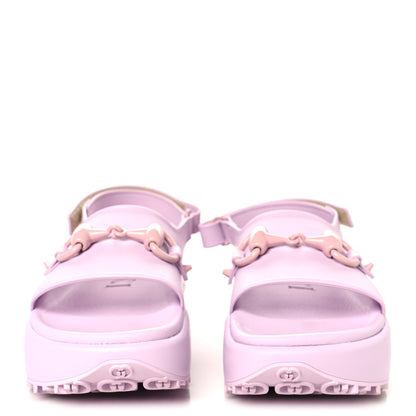 Gucci Soft Rubber Horsebit Touch Womens Strapped Sandals 40 Talc Pink 3 of 9