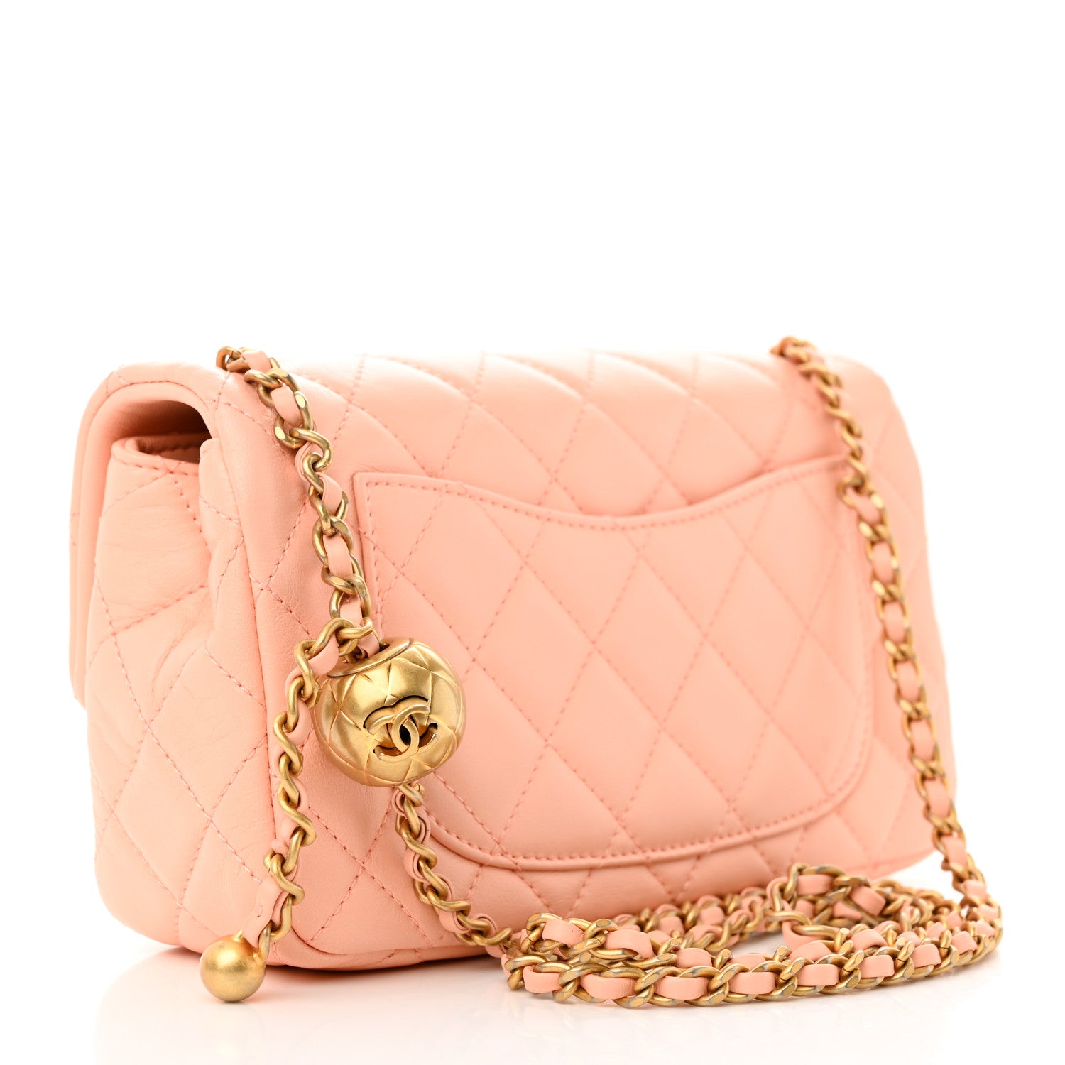 Chanel Lambskin Quilted Mini Rectangular Pearl Crush Flap Coral 3 of 11