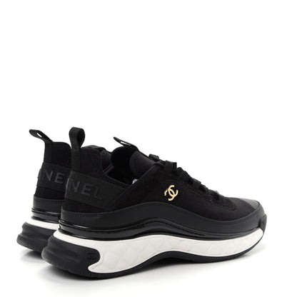 Chanel Velvet Calfskin Mixed Fibers CC Sneakers 41.5 Black 4 of 11