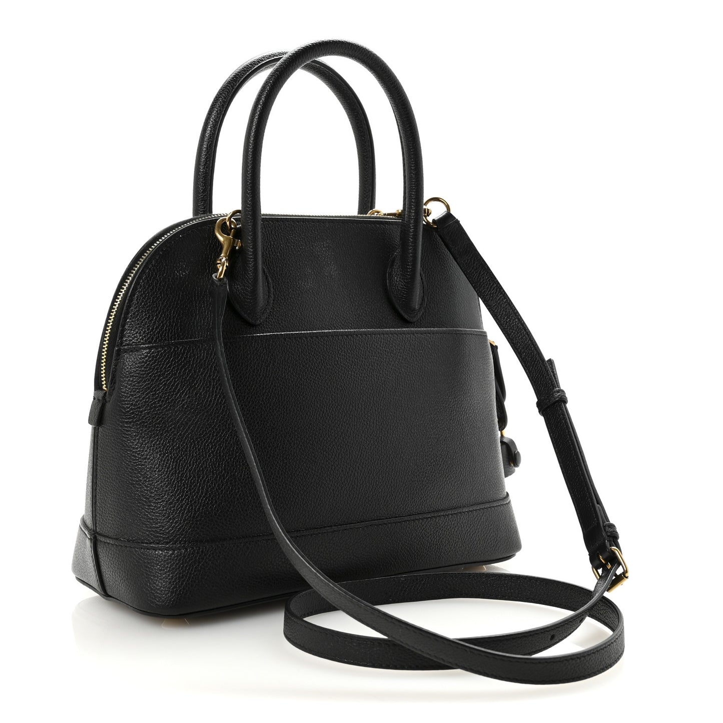 Signature Grained Calfskin Logo S Ville Top Handle Bag Black