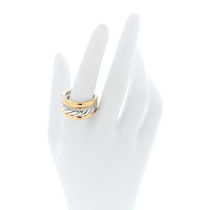David Yurman Sterling Silver 18K Yellow Gold Diamond 13.8mm Mercer Four Row Ring 60 9 2 of 4