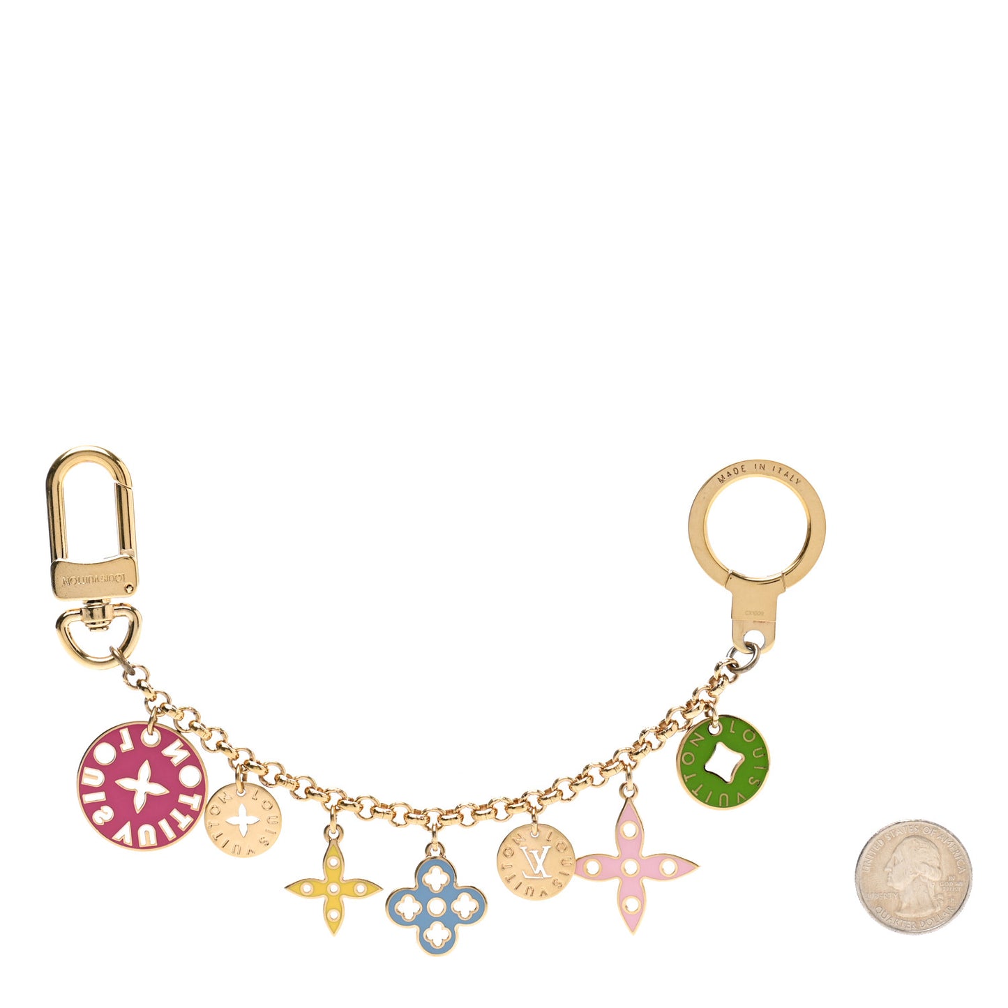 Enamel Looping Key Chain Bag Charm Multicolor