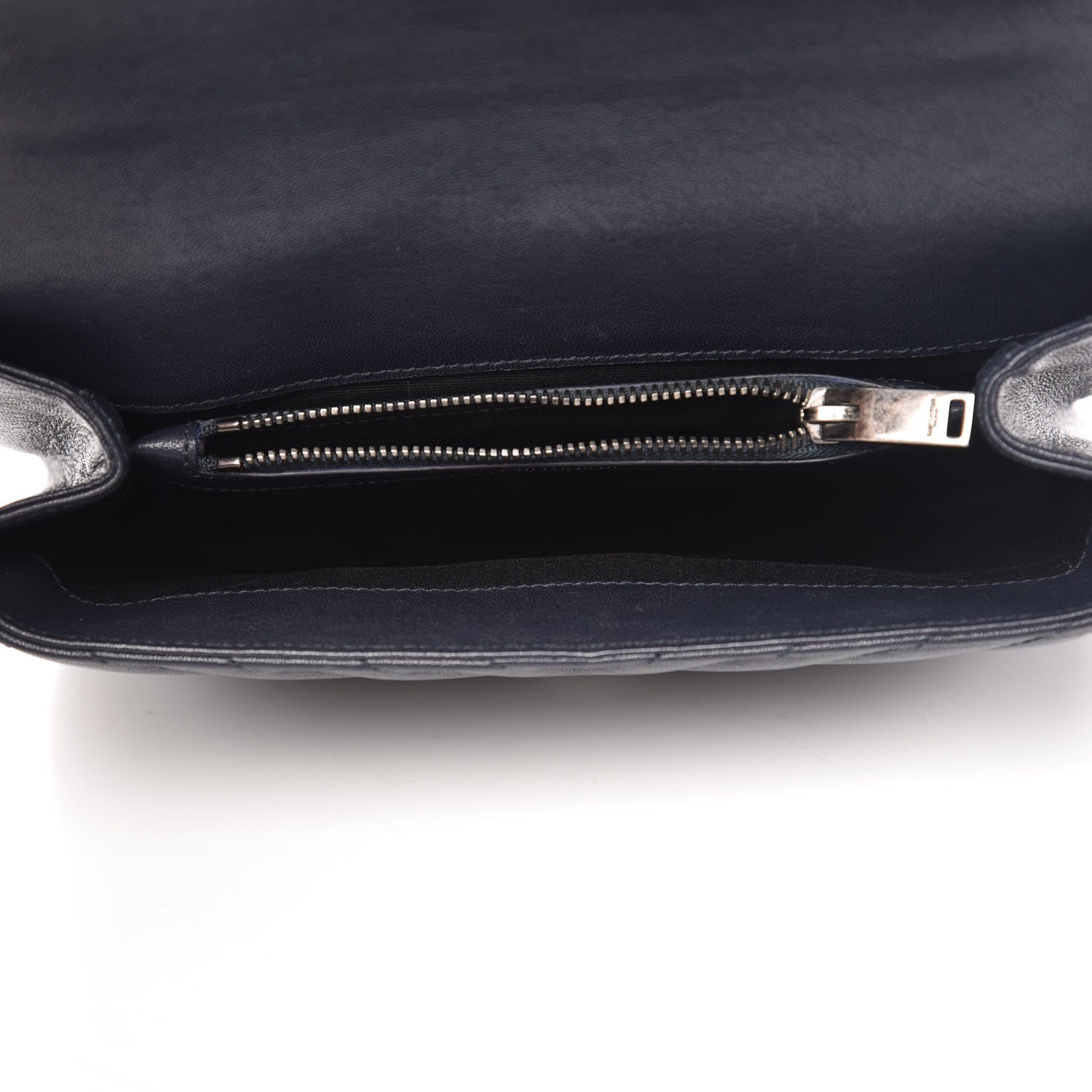 Saint Laurent Sheepskin Matelasse Chevron Monogram Medium College Bag Deep Marine 6 of 10