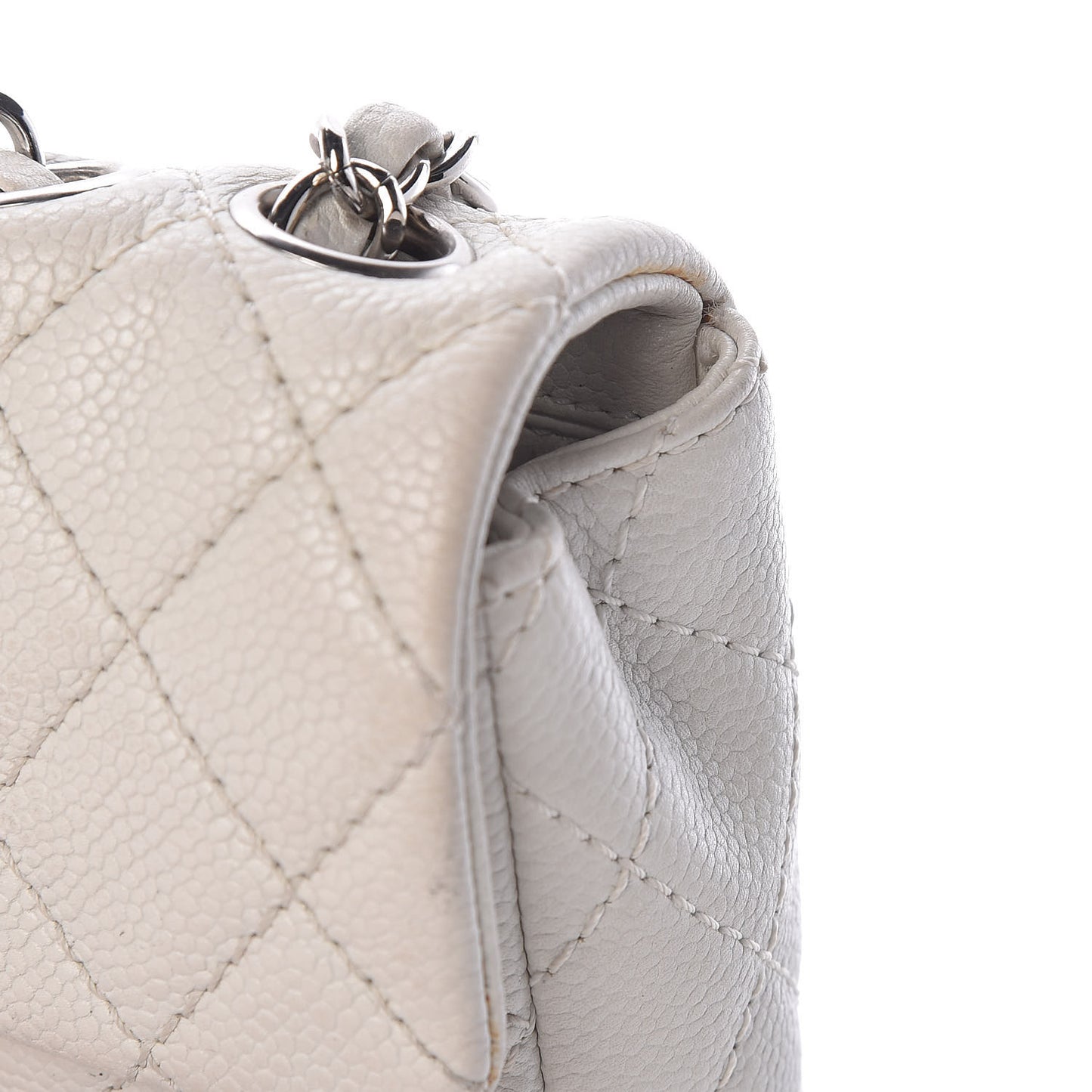 Soft Caviar Quilted East West Flap White