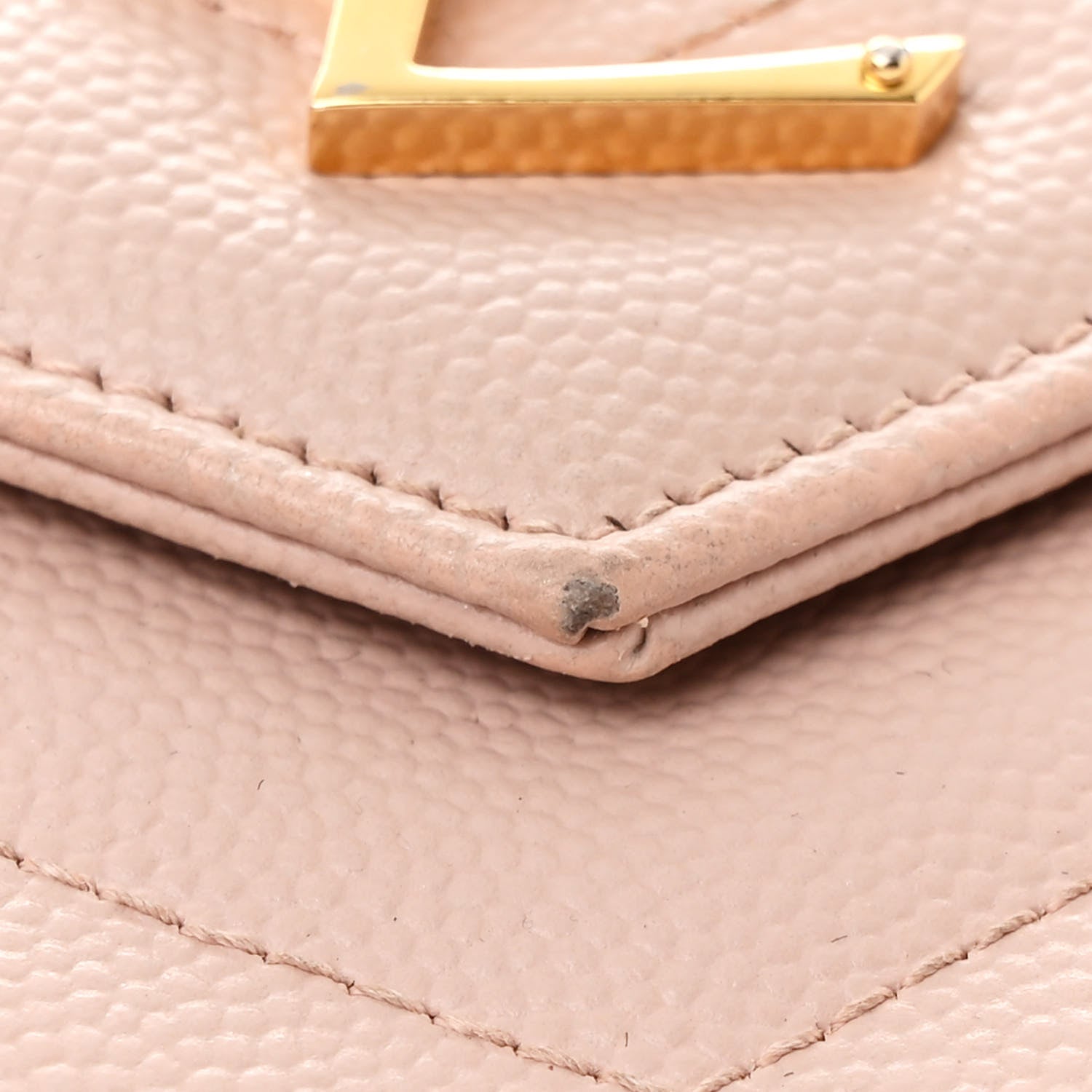 Saint Laurent Grain De Poudre Matelasse Chevron Monogram Chain Wallet Pale Pink 12 of 12