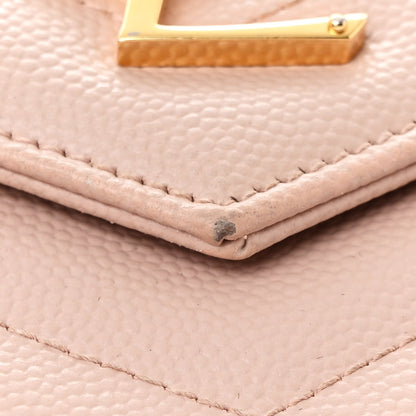 Saint Laurent Grain De Poudre Matelasse Chevron Monogram Chain Wallet Pale Pink 12 of 12