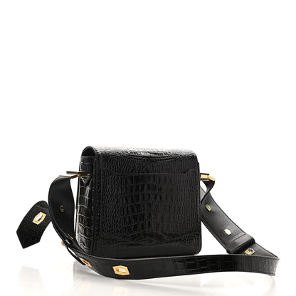 Givenchy Calfskin Crocodile Embossed Medium Eden Black 3 of 9