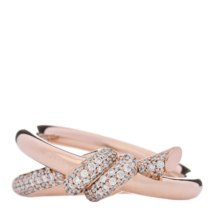 Tiffany 18K Rose Gold Diamond Double Row Knot Ring 56 7.5 1 of 5