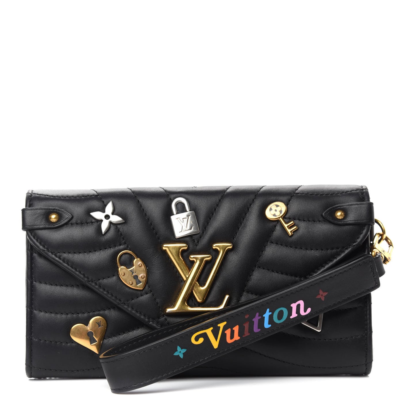 Calfskin Love Lock New Wave Long Wallet Black