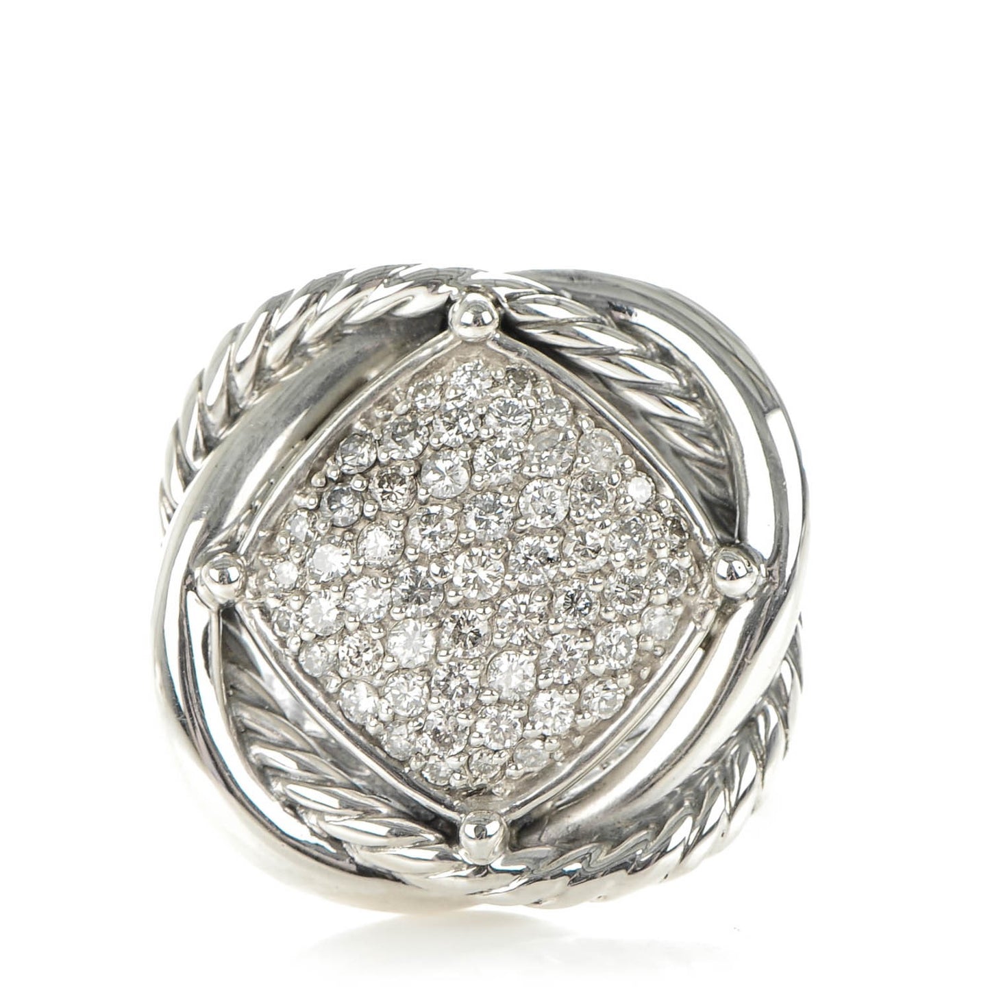 Sterling Silver Pave Diamond 14mm Infinity Ring 53 6.5