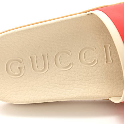 Gucci Rubber Web Womens Interlocking G Slide Sandals 38 Mystic White Green Red 6 of 9