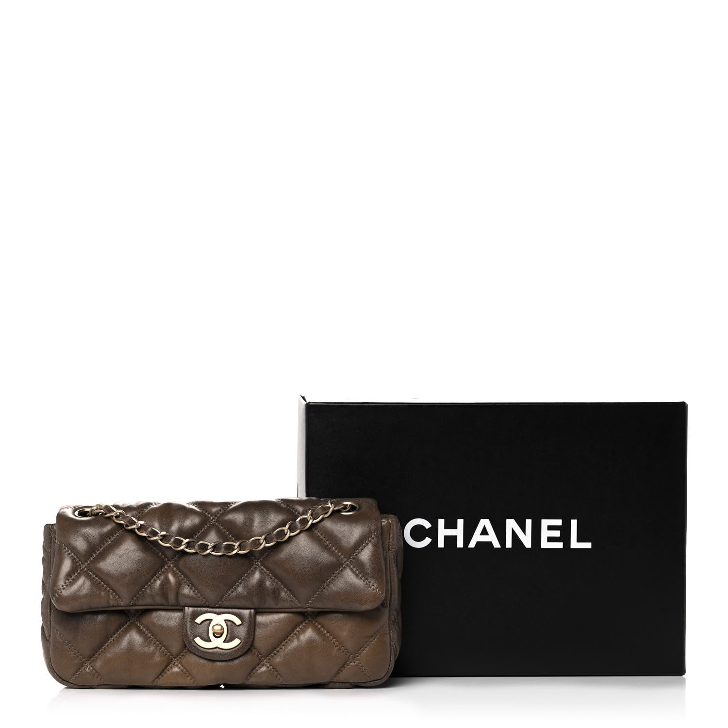 Chanel Calfskin Small Bubble Quilt Flap Brown 13 of 13