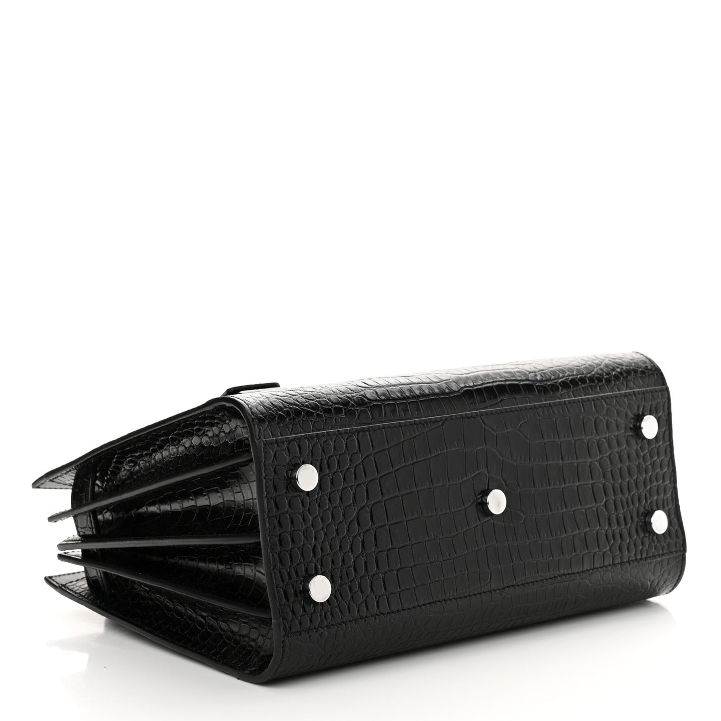 Calfskin Crocodile Embossed Baby Sac De Jour Black