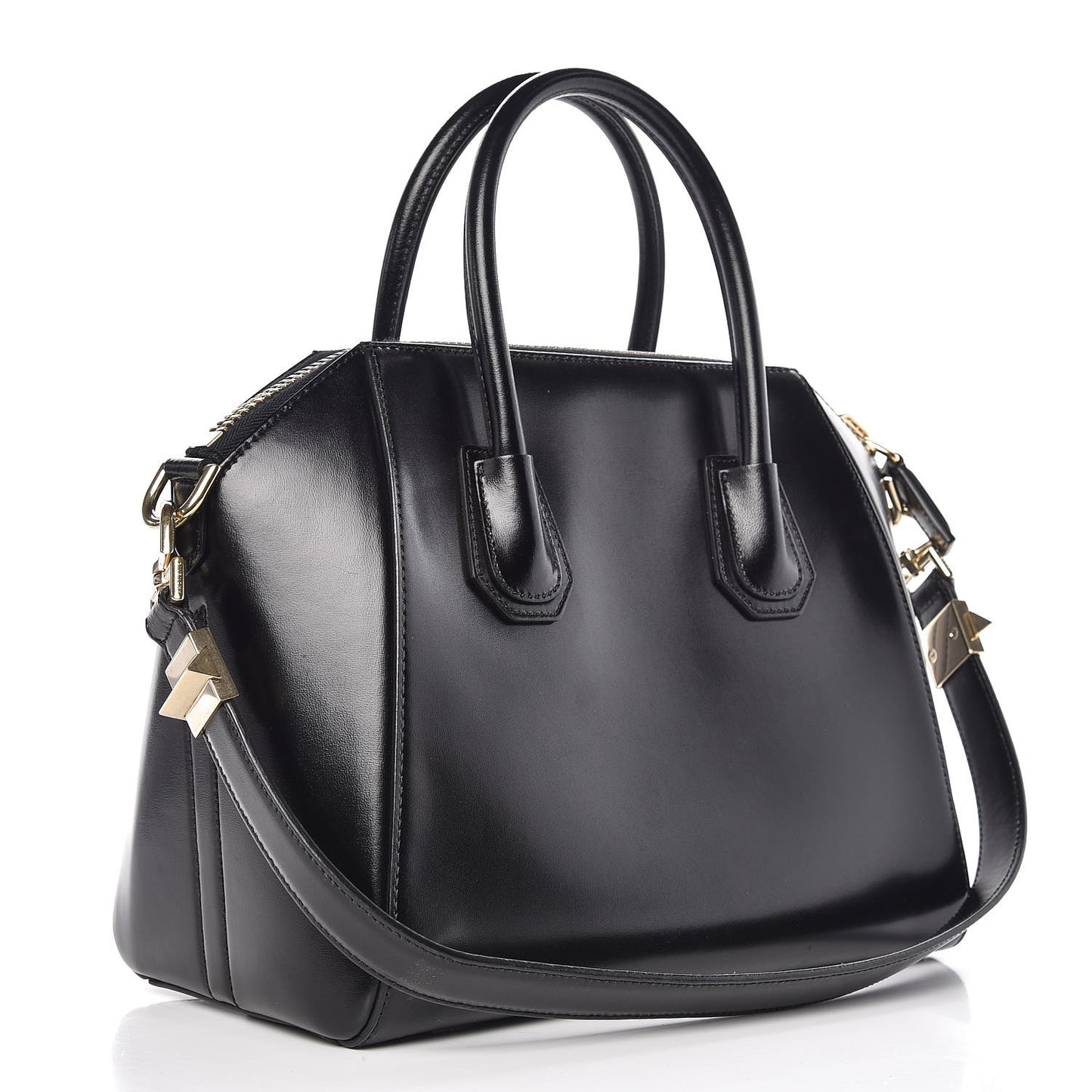 Shiny Lord Calfskin Small Antigona Black