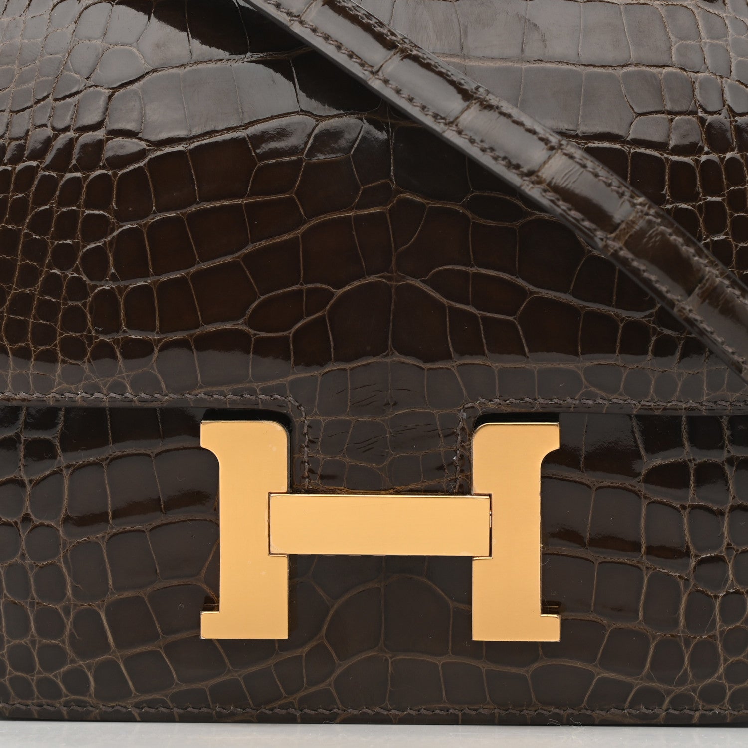 Hermes Shiny Alligator Constance 18 Gris Elephant 8 of 11