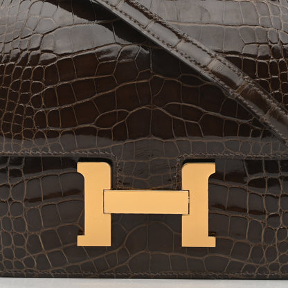 Hermes Shiny Alligator Constance 18 Gris Elephant 8 of 11