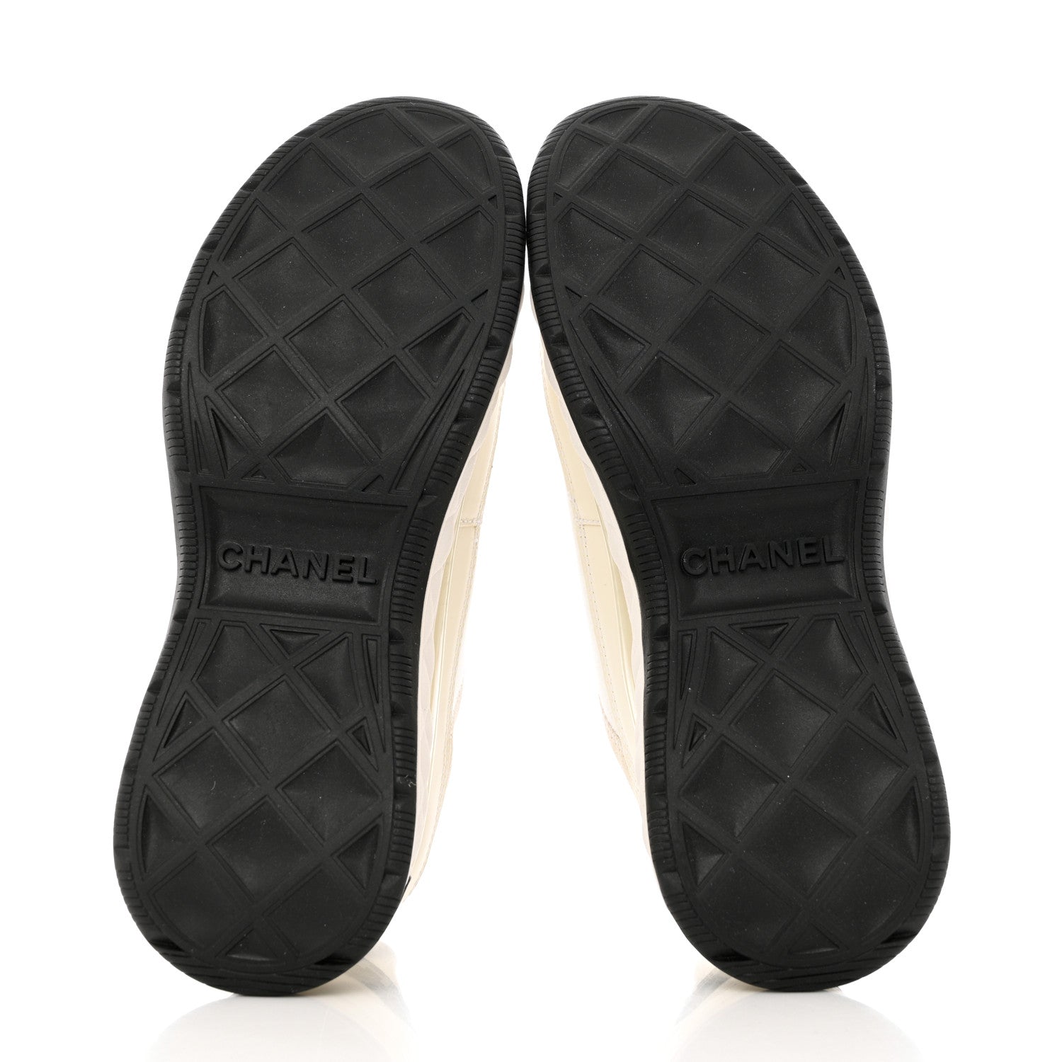 Chanel Velvet Calfskin Mixed Fibers CC Sneakers 37.5 Ivory Black 5 of 9