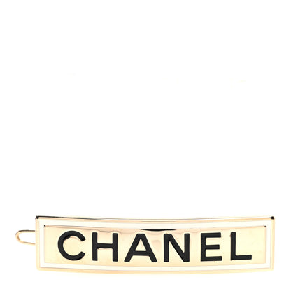 Chanel Metal Enamel Logo Hair Clip Gold 1 of 4