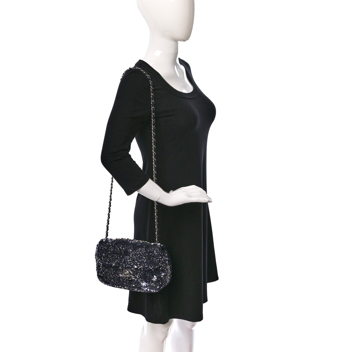 Sequin Medium Single Flap Blue