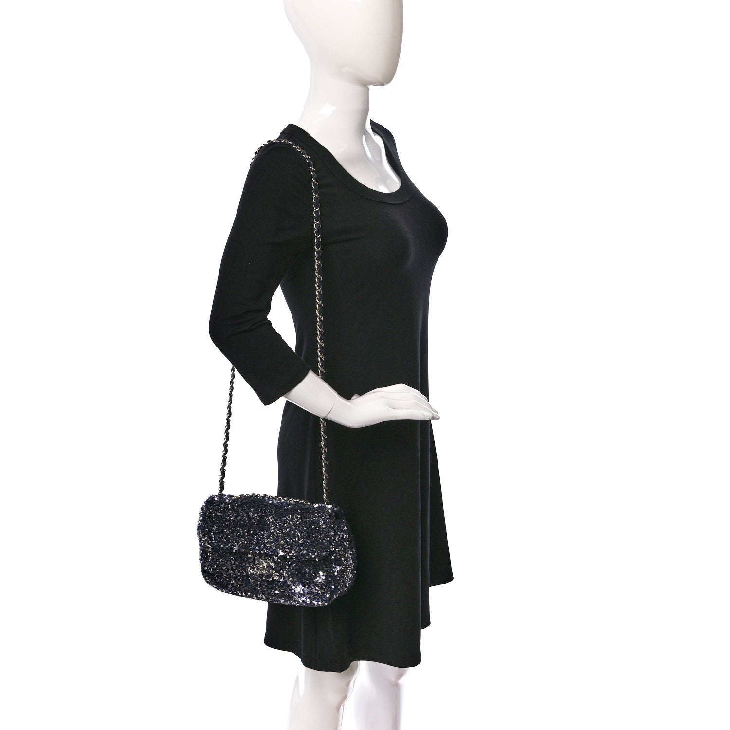 Chanel Sequin Medium Single Flap Blue 2 of 9