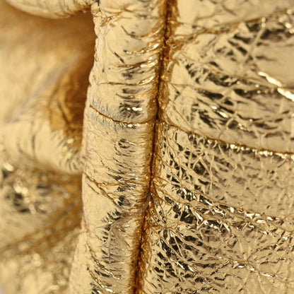 Bottega Veneta Metallic Crinkled Lambskin The Pouch Oversized Clutch Oro 12 of 12